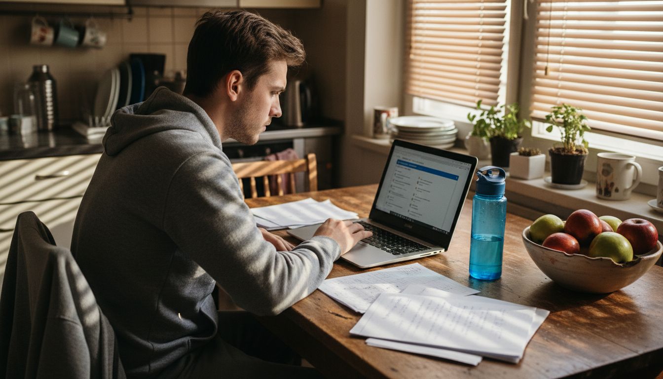 Student preparing for online exam at home