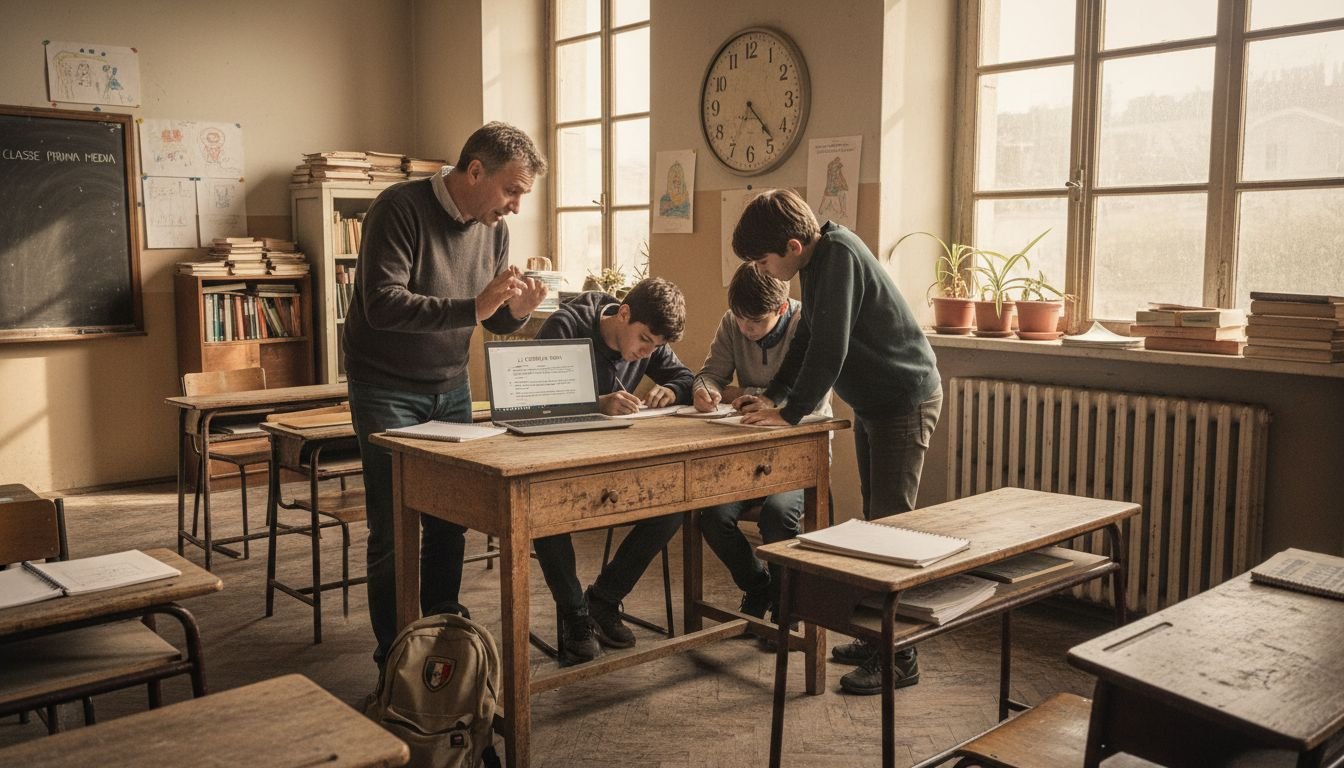 L’insegnante coinvolge gli studenti in una discussione interattiva durante la lezione.