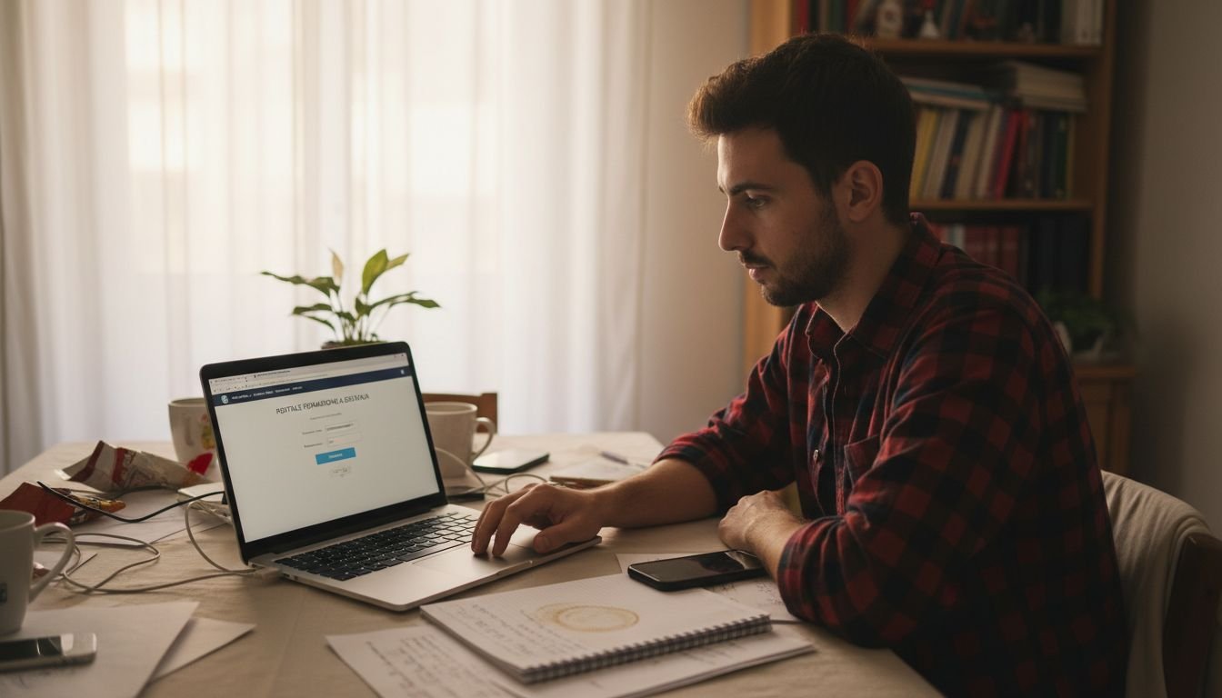 Uno studente si iscrive a un corso online per conseguire il diploma.