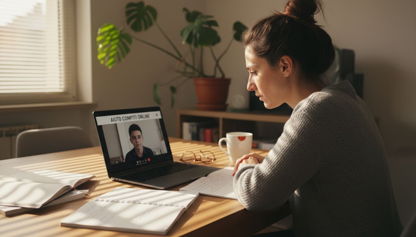 Un tutor che supporta lo studente mentre studia nella tranquillità della propria casa.