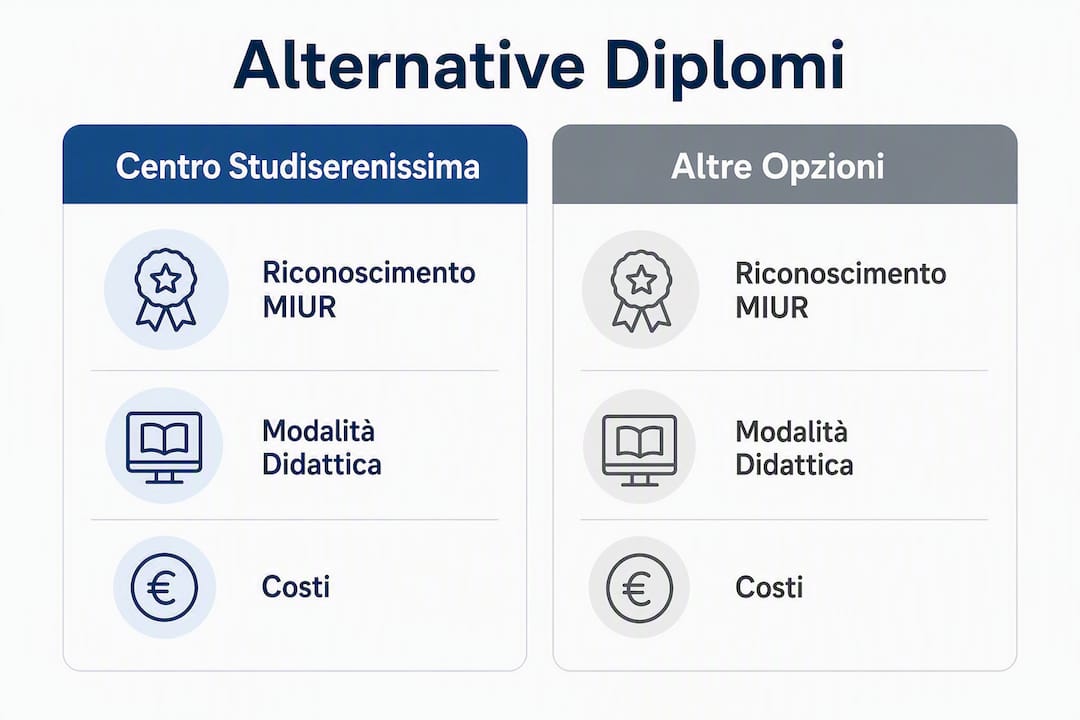 Infografica: confronto tra le principali alternative per ottenere un diploma riconosciuto